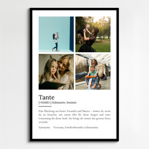 "Tante" Definition - Geschenk als Poster, Leinwand erstellen. Eigene Fotos und Text.