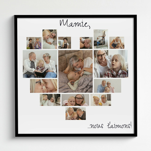 Collage Coeur Photo Premium - "Oma, nous t'aimons" - Cadeau Unique