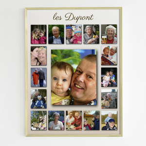 Collage Photo Famille Personnalisée - Poster Cadeau Mur Personnalisable