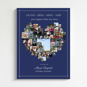 Collage Souvenir Cœur Hommage sur Toile Premium - Personnalisable