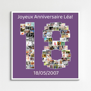 Collage photo "18 ans" personnalisée pour anniversaire ou fête spéciale