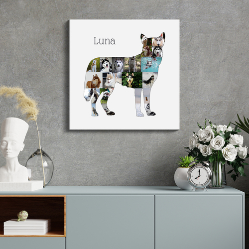 Erstelle Deine personalisierte Siberian Husky Fotocollage mit eigenen Bildern und Text