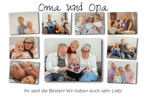 Geschenkidee für Oma und Opa – Fotocollage mit persönlicher Botschaft.