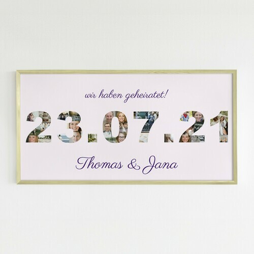 Fotocollage „Hochzeitsdatum“ – personalisiertes Geschenk zur Hochzeit