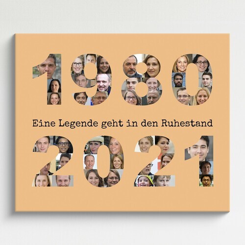 Geschenk zum Ruhestand - Personalisierte Fotocollage mit Jahreszahlen