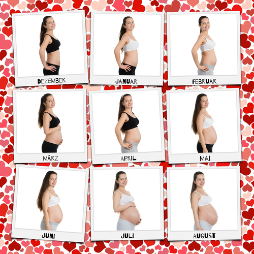 Fotocollage „Babybauch“ – 9 Polaroids mit individueller Beschriftung
