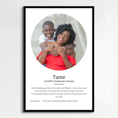 "Tante" Definition - Geschenk als Poster, Leinwand erstellen. Eigene Fotos und Text.