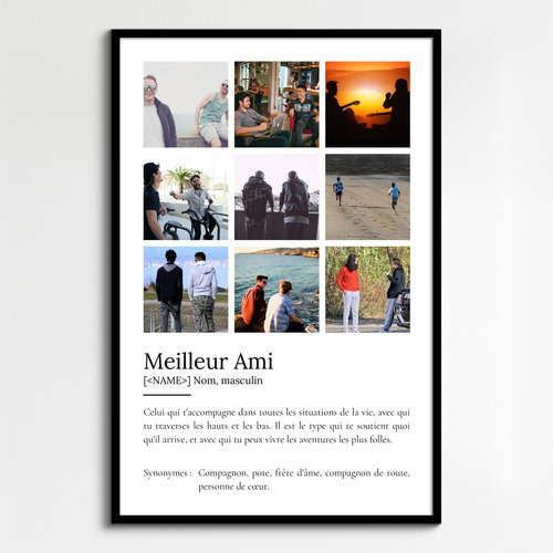 Poster Définition Personnalisé 'Meilleur Ami' avec Photo - Cadeau Idéal