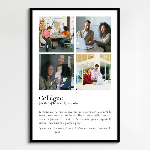 Poster Définition 'Collègue' - Cadeau Personnalisé avec Déf. et Photos