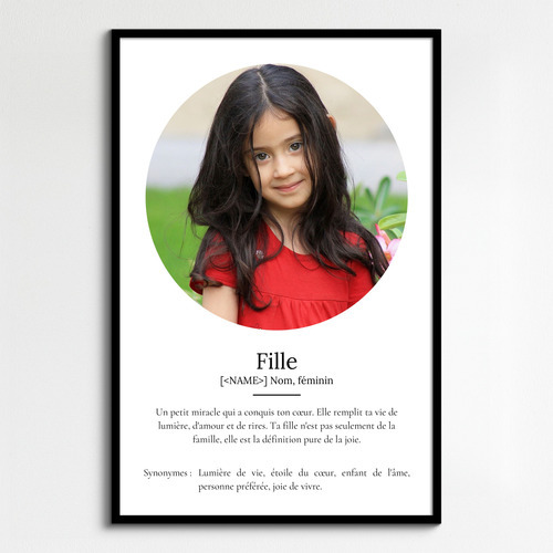 Offrez un Poster Définition Fille personnalisable avec vos photos