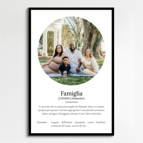 Crea il tuo poster definizione Famiglia personalizzato con foto e testo speciali