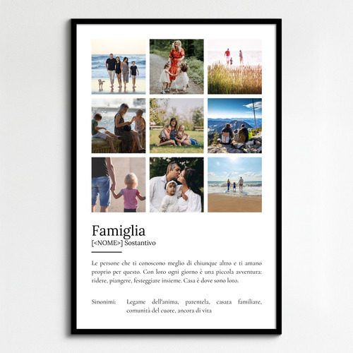 Crea il tuo poster definizione Famiglia personalizzato con foto e testo speciali