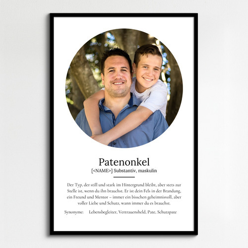 "Patenonkel" Definition - Geschenk als Poster, Leinwand erstellen. Eigene Fotos und Text.