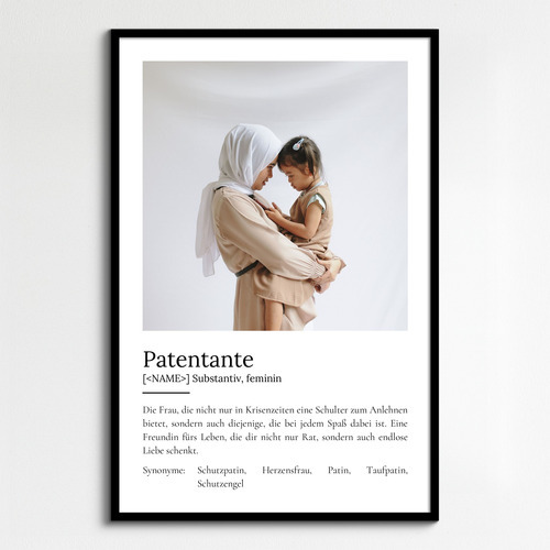 "Patentante" Definition - Geschenk als Poster, Leinwand erstellen. Eigene Fotos und Text.