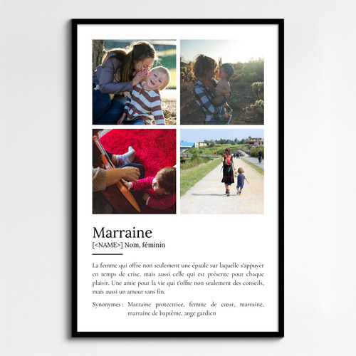 Poster Définition Personnalisée pour Marraine avec Photos - Cadeau Unique