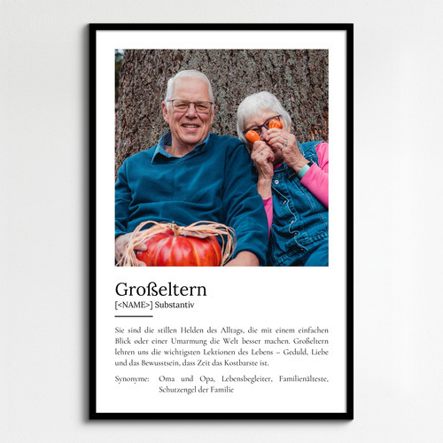 "Grosseltern" Definition - Geschenk als Poster, Leinwand erstellen. Eigene Fotos und Text.