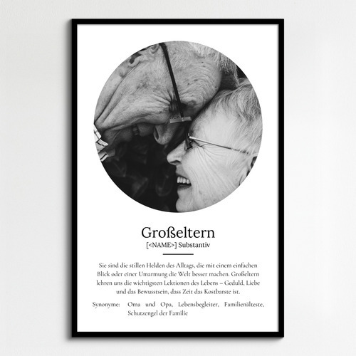 "Grosseltern" Definition - Geschenk als Poster, Leinwand erstellen. Eigene Fotos und Text.