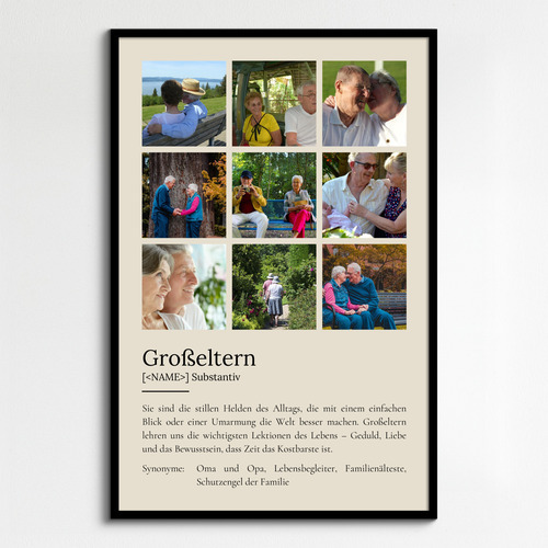 "Grosseltern" Definition - Geschenk als Poster, Leinwand erstellen. Eigene Fotos und Text.