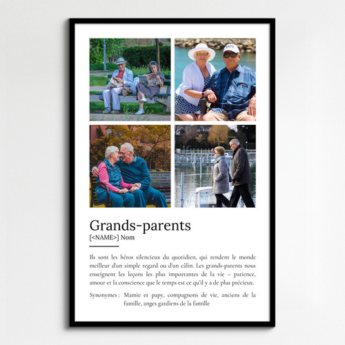 Poster personnalisé pour grands-parents – Cadeau d'amour avec photos et définition