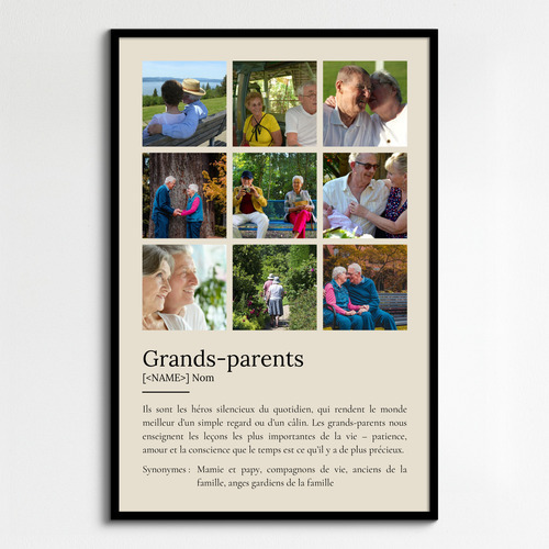 Poster personnalisé pour grands-parents – Cadeau d'amour avec photos et définition