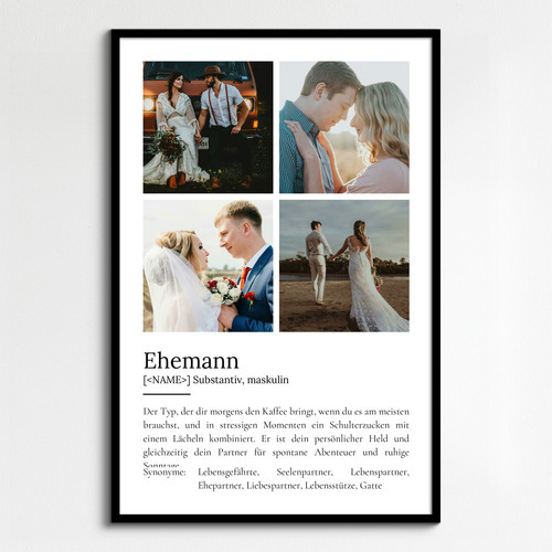 "Ehemann" Definition - Geschenk als Poster, Leinwand erstellen. Eigene Fotos und Text.
