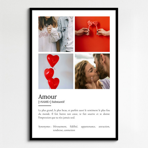 Poster Définition Amour personnalisé - Cadeau unique avec photo et texte ajustable