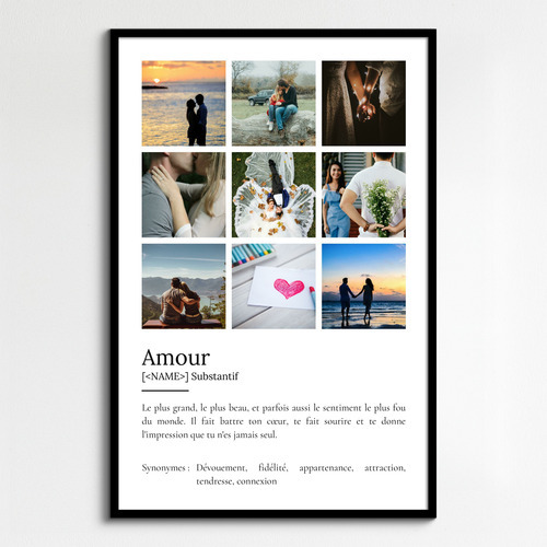 Poster Définition Amour personnalisé - Cadeau unique avec photo et texte ajustable