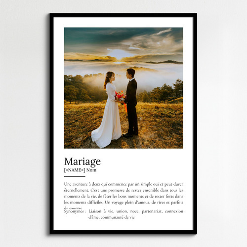 Poster Définition Mariage Personnalisé avec Photos et Texte - Cadeau Idée Unique