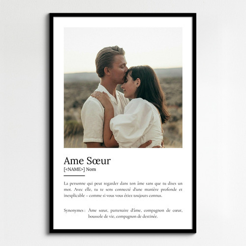 Poster Définition Personnalisé: Soulmate, Cadeau avec Photo et Texte Unique