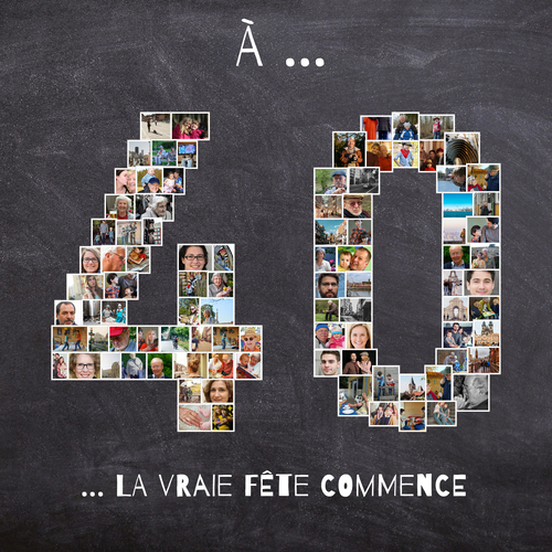 Collage Photo Anniversaire 40 Ans - Personnalisez avec Vos Souvenirs et Textes