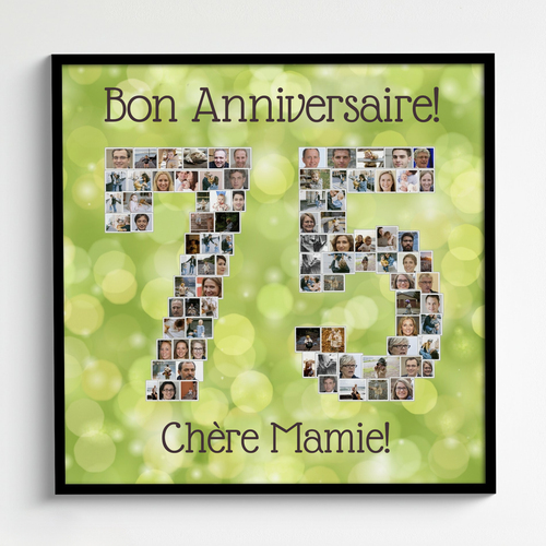 Collage photo "75" anniversaire - Offrez un souvenir unique à votre grand-mère