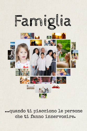 Crea un collage cuore "Famiglia" personalizzato con i tuoi scatti preferiti