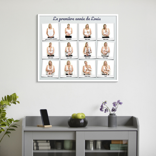 Créez une Affiche Collage Polaroid: Les 12 Mois de Bébé avec Texte Personnalisé