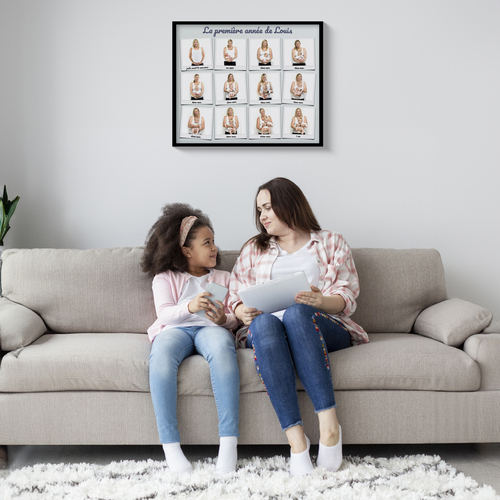 Créez une Affiche Collage Polaroid: Les 12 Mois de Bébé avec Texte Personnalisé