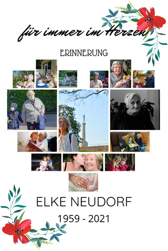 Trauercollage - Fotocollage mit Blumenmotiv in Herzform