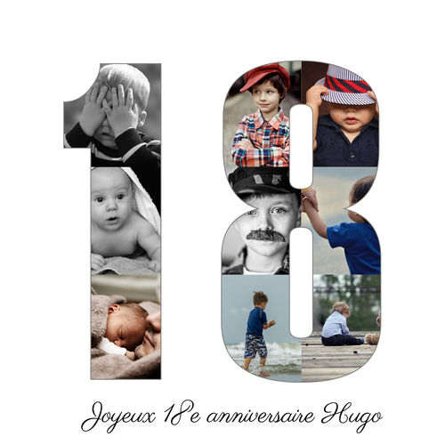 Collage photo "18 ans" personnalisée pour anniversaire ou fête spéciale