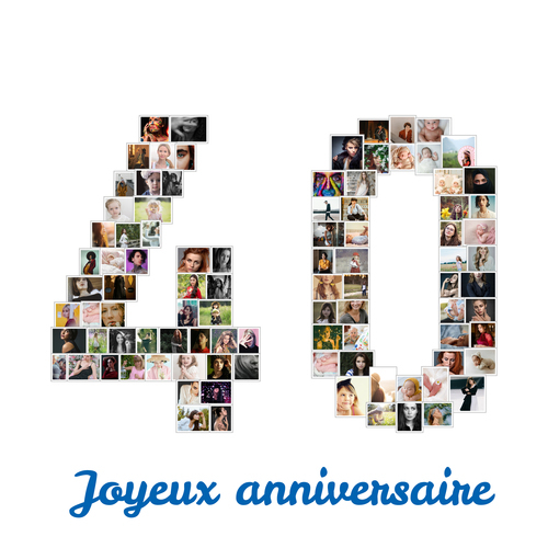 Collage Photo "40" pour Anniversaire ou Événement - Personnalisez et Offrez !