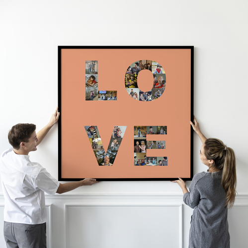 Fotocollage „LOVE“ – quadratische Collage als Buchstaben