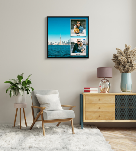 Fotocollage mit grossem Urlaubsbild als Hintergrund – 40x40cm