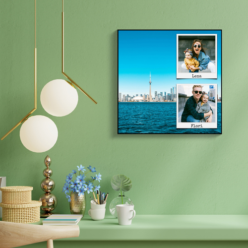 Fotocollage mit grossem Urlaubsbild als Hintergrund – 40x40cm
