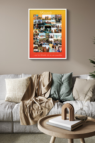 Fotocollage „Freunde“ mit individueller Botschaft – Hochformat 30x40cm