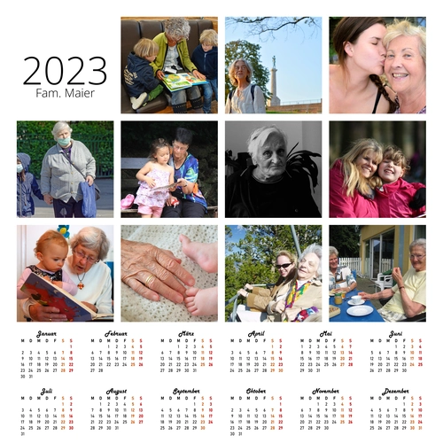 Jahreskalender 2023 als Fotocollage zu selbst ausdrucken