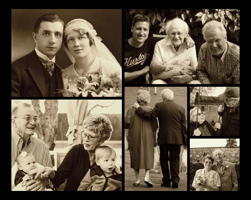 Sepia Effekt bei Fotocollage mit alten Familienbildern