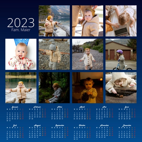 Stylischer Kalender 2023 mit Fotocollage im Retro Look